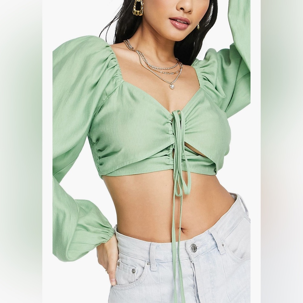 TopShop Ruched Cutout Crop Top